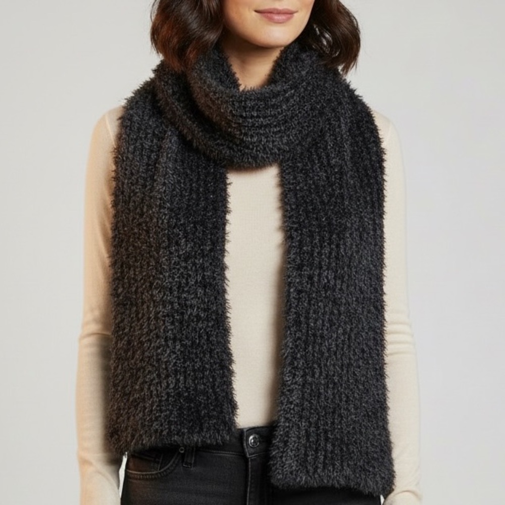 NEW INC International Concepts Black Faux Fur Scarf